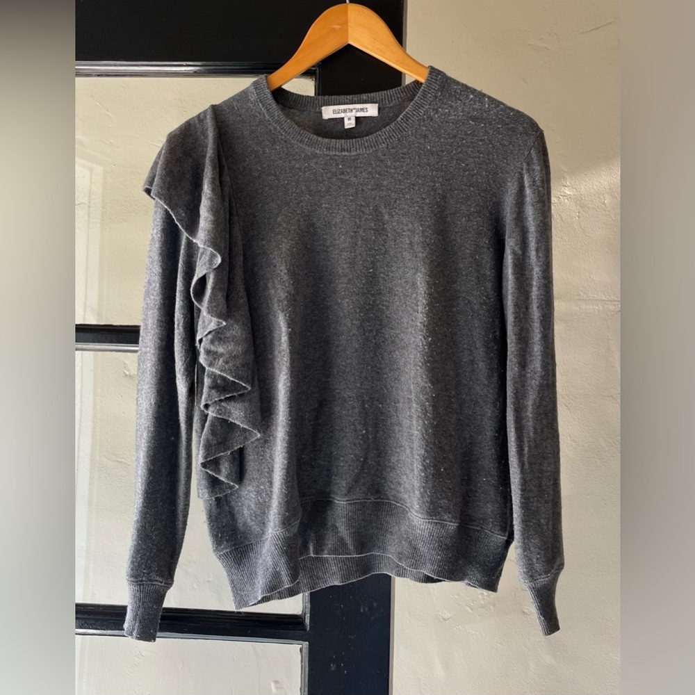 Elizabeth & James Wool Cashmere Blend Ruffle Sweater